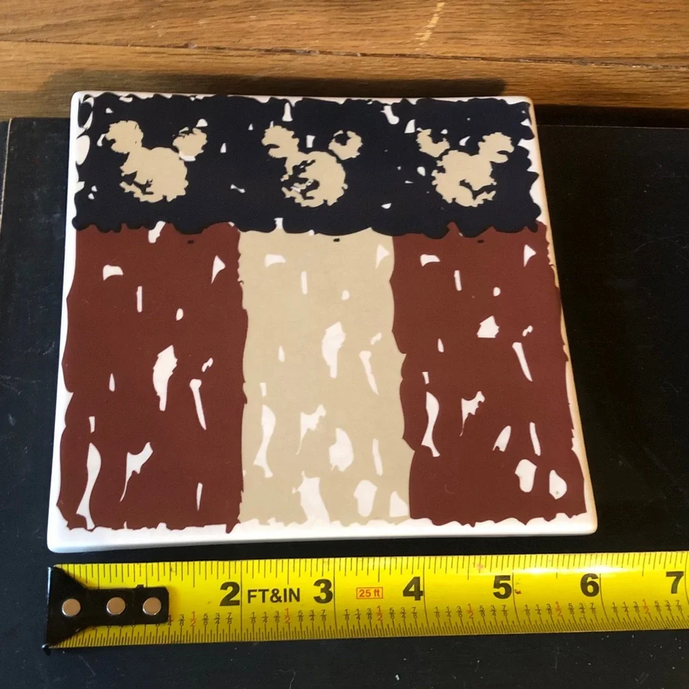 Disney Mickey Decorative Ceramic Tiles in Embossed Cream and Blue and Americana